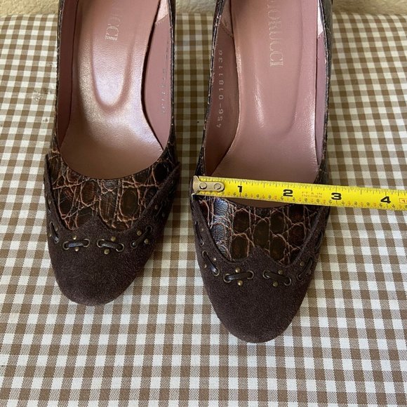 Fiorucci Leather Heel Croc Pattern Suede Pump Brown Size: 36 (US:6) - Picture 12 of 12